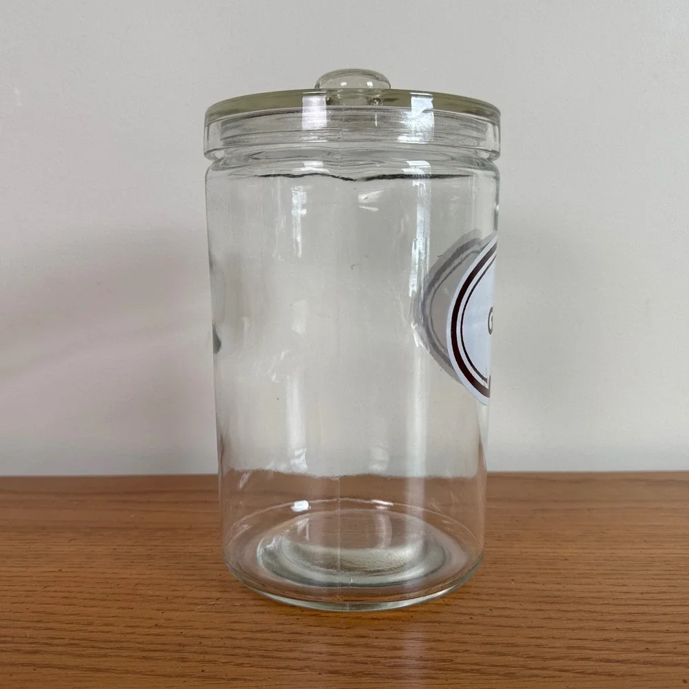 Vintage Apothecary Jar Glass Lid Gauze‎ A.S. ALOE Co Storage Container